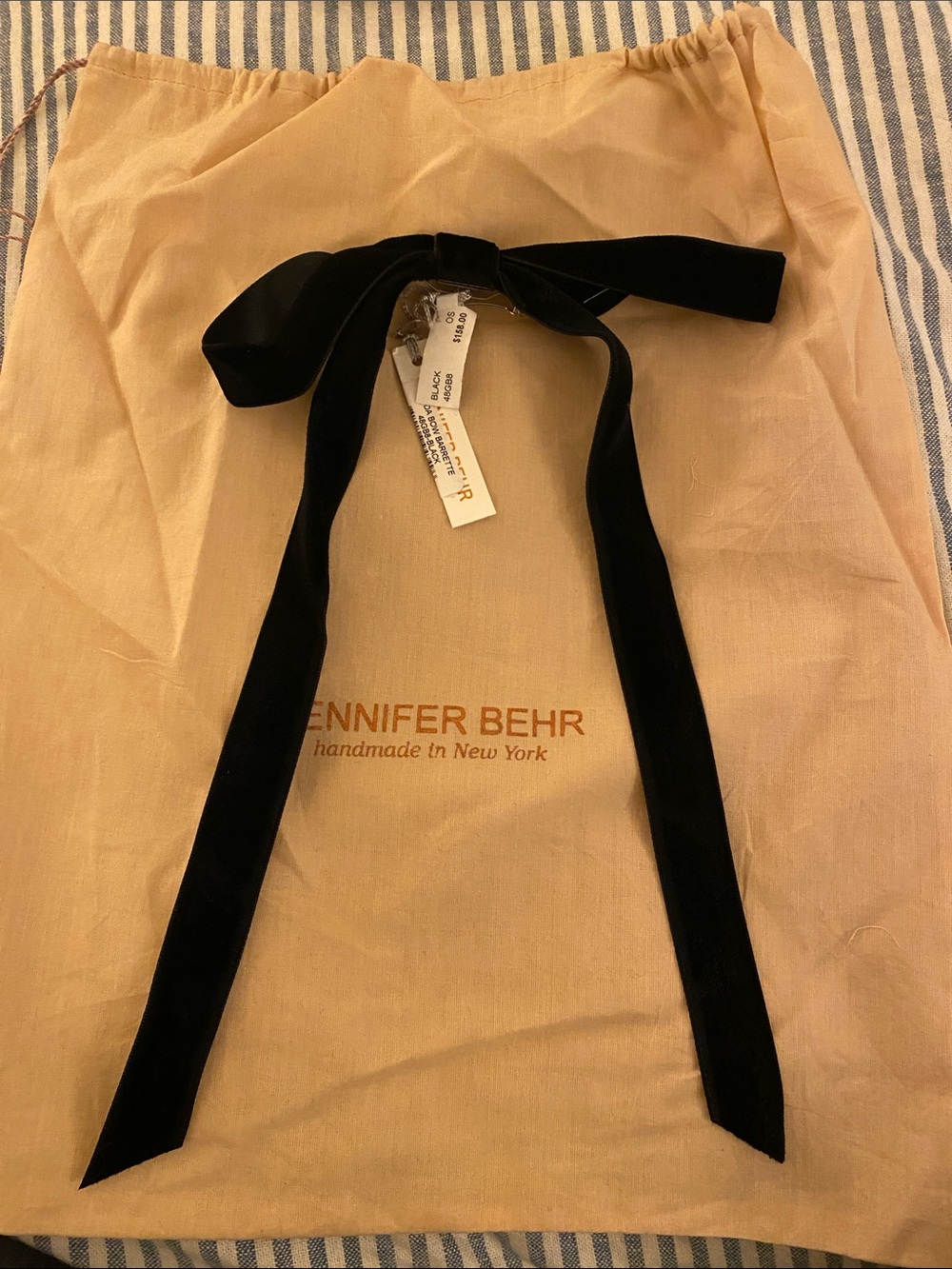 Jennifer Behr Velvet Aida bow barrette